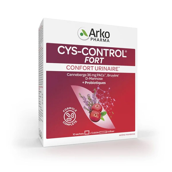 CYS-CONTROL® FORT avec microbiotiques - 10 sachets + 5 sticks à diluer